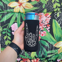 Rocker Skeleton Hand Slim Koozie