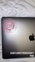 Monogram Personalized Sunflower Sticker