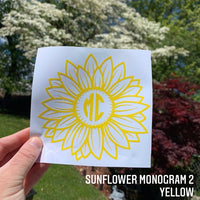 Monogram Personalized Sunflower Sticker